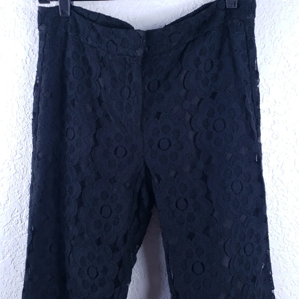 CHELSEA & VIOLET Floral Lace Print Black Pants NWT - Picture 2 of 8